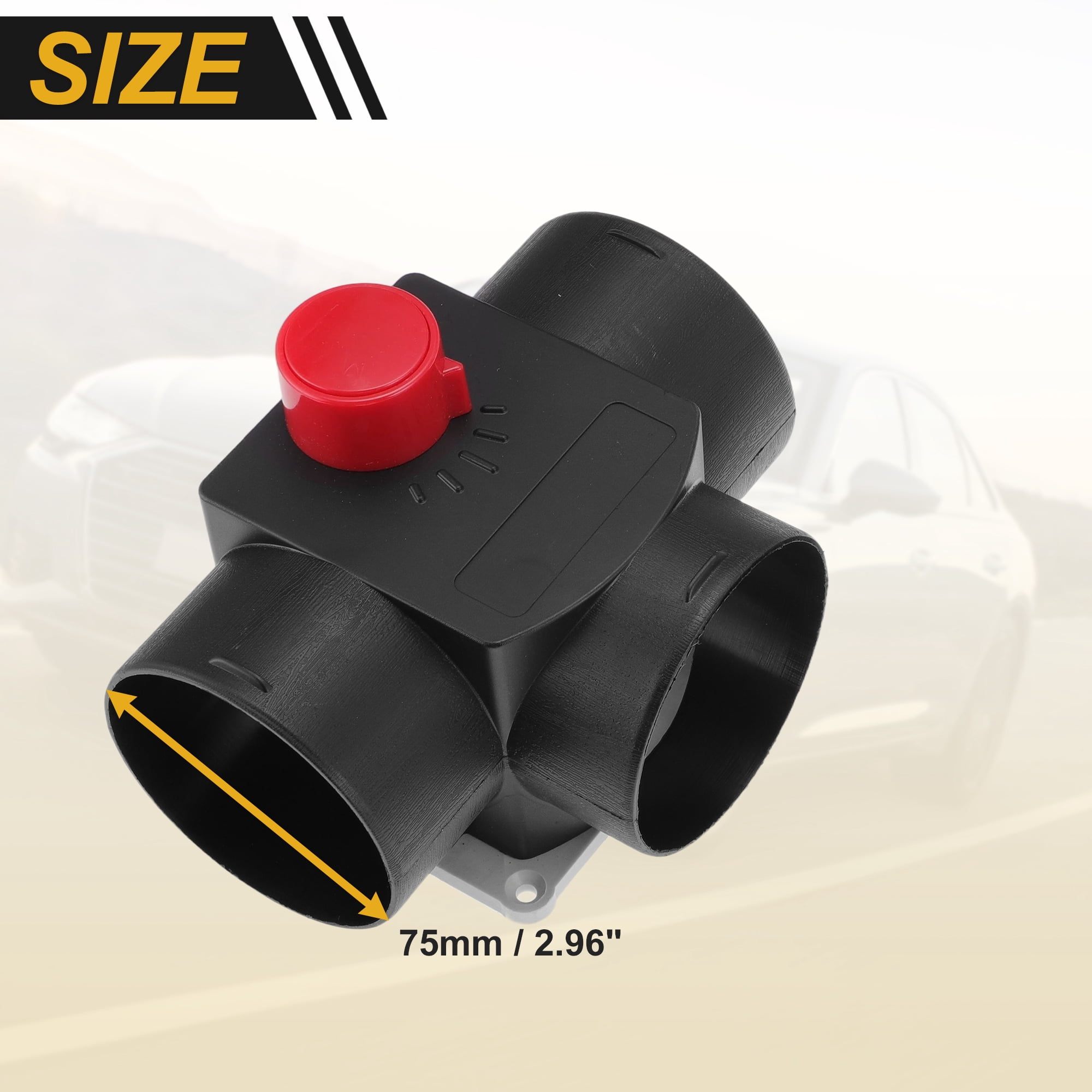 Car Heater Warm Air Ducting Pipe 75 mm Tee Elbow Outlet Connector Diesel Heater Duct Connector for Parking Caravan Heaters Black Plastic 1 Pcs