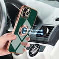 thumbnail image 5 of Compatible with Rose Gold iPhone 13 Mini Case for Women Girls Kickstand Ring Holder 360 TPU Rotation Case with Stand Plating Edge Work with Magnetic Mount Slim Luxury Girly Cover Case Green, 5 of 17