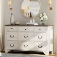 thumbnail image 1 of WAMPAT Modern 9-Drawer Farmhouse Dresser for Bedroom & Living Room - Rusic White Wood with Large Storage, Ideal as TV Stand or Organizer, 1 of 7