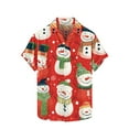 thumbnail image 2 of BLTIBY Christmas Shirt for Men Lapel Button Down Short Sleeve Hawaiian Shirts Xmas Snowman Printed Casual Holiday Shirts Tops Red 5XL, 2 of 5