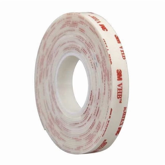 Double-Sided Foam Tape, 1/2 in W, 5 yd L, 1/32 in, Acrylic Foam, Double-Sided