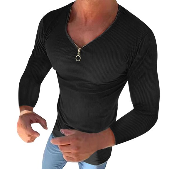 Vedolay Mens Long Sleeve Tops Performance Long Sleeve T-Shirt Outdoor Active Top Black,M