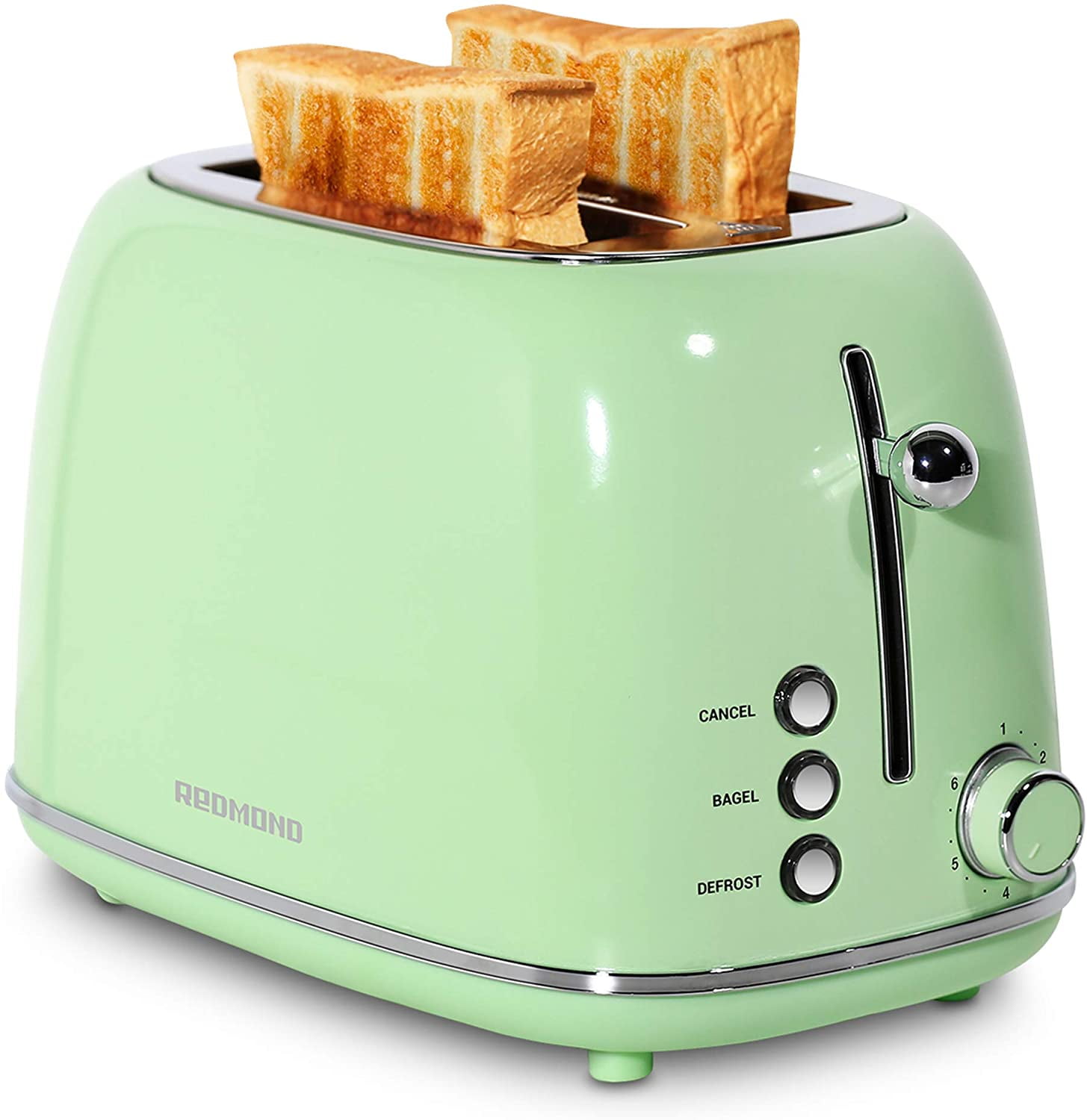 REDMOND 2 Slice Toaster Retro Stainless Steel Toaster, Mint Green