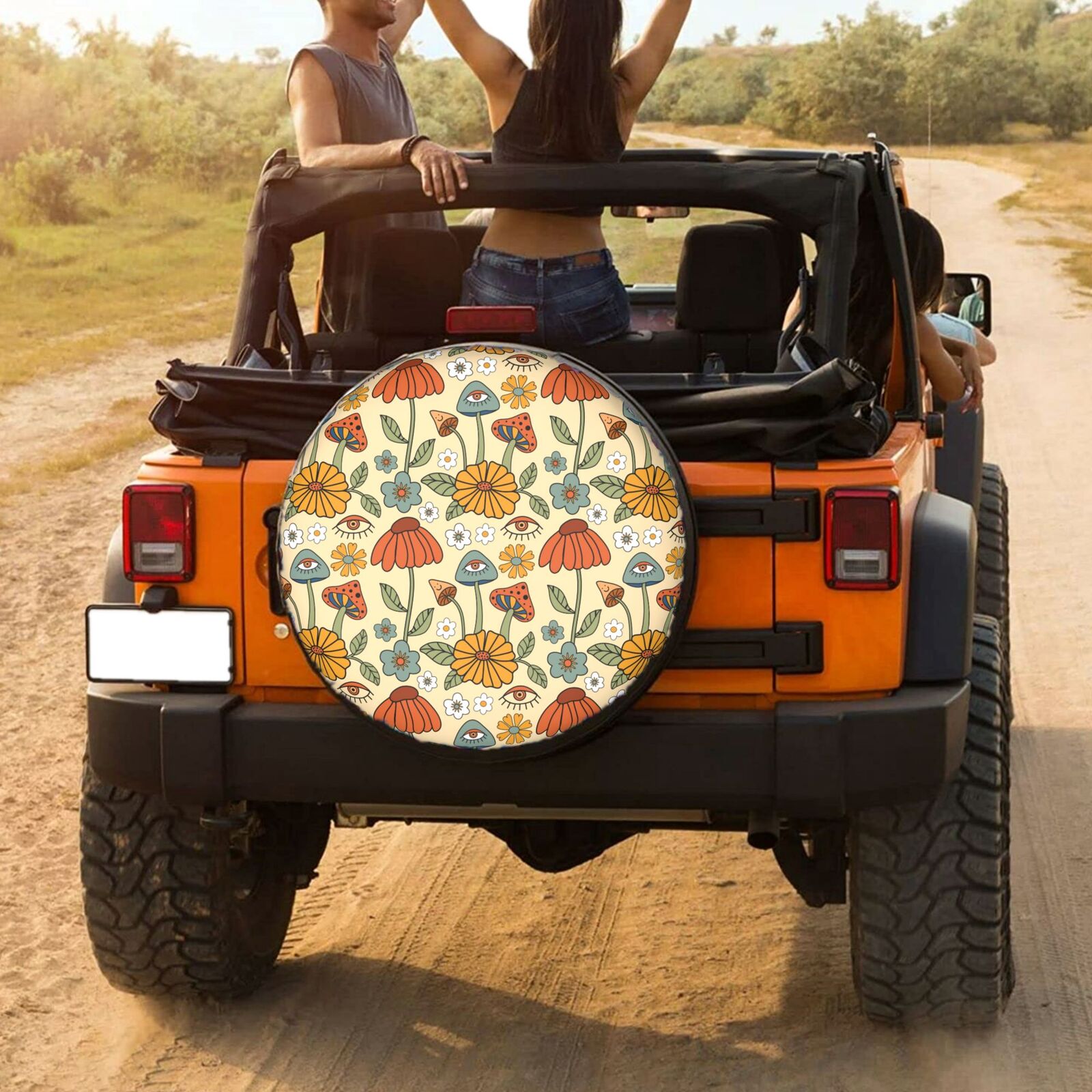 KAKALAD Surreal 70s retro psychedelic floral pattern Spare Tire Cover Wheel  Protectors Weatherproof Universal Vehicle Dust-Proof for Trailer Rv SUV  Truck Camper Travel Trailer Accessories 15 Inch