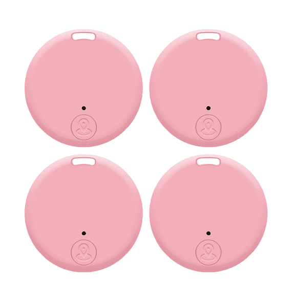 GJX 4Pcs Smart Tracker Tag, Anti-Lost GPS Locator for Keys, Wallet, and Bags, Compact Item Finder with Smartphone App Sync, Pink