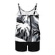 thumbnail image 5 of Tankini de playa deportivo con estampado de moda para mujer, tirantes finos ajustables, traje de baño de dos piezas con abertura y shorts de baño con bolsillo, traje de baño de poliéster para mujer., 5 of 5