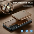 thumbnail image 3 of 2 In 1 Wallet Case for Samsung Galaxy S24 Plus, Detachable Magnetic Back Cover Cards Holder Premium PU Leather Stand RFID Blocking Bumper Shockproof Case Cover for Samsung Galaxy S24+, Brown, 3 of 10