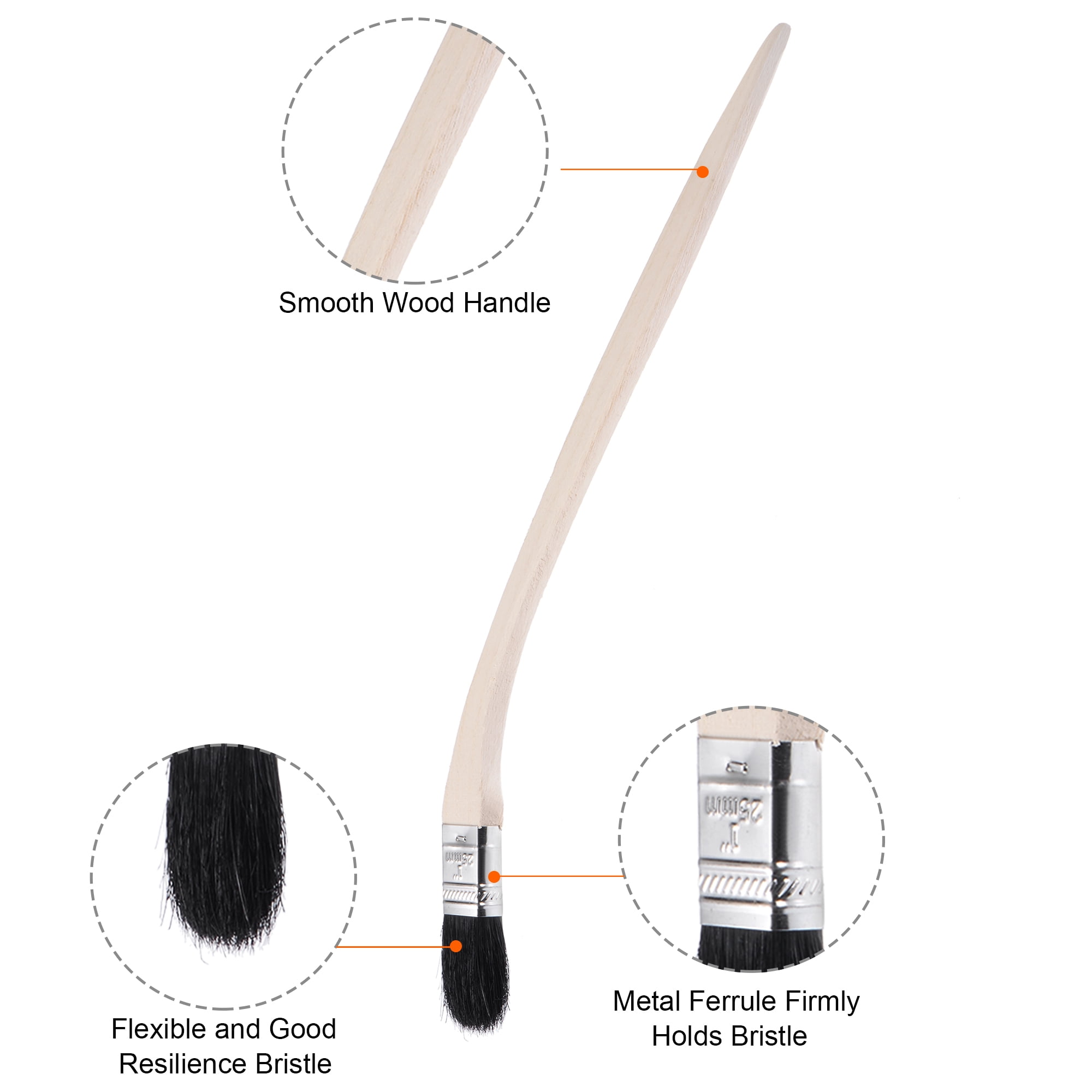 Unique Bargains Length Width Bristle Long Wood Handle Bent Radiator Paint Brush 1"