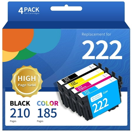 T222 ink cartridge for Epson T222 ink cartridge for Epson Expression Home XP-5200 Workforce WF-2960Printers（Black,Cyan,Magenta,Yellow)4-PACK