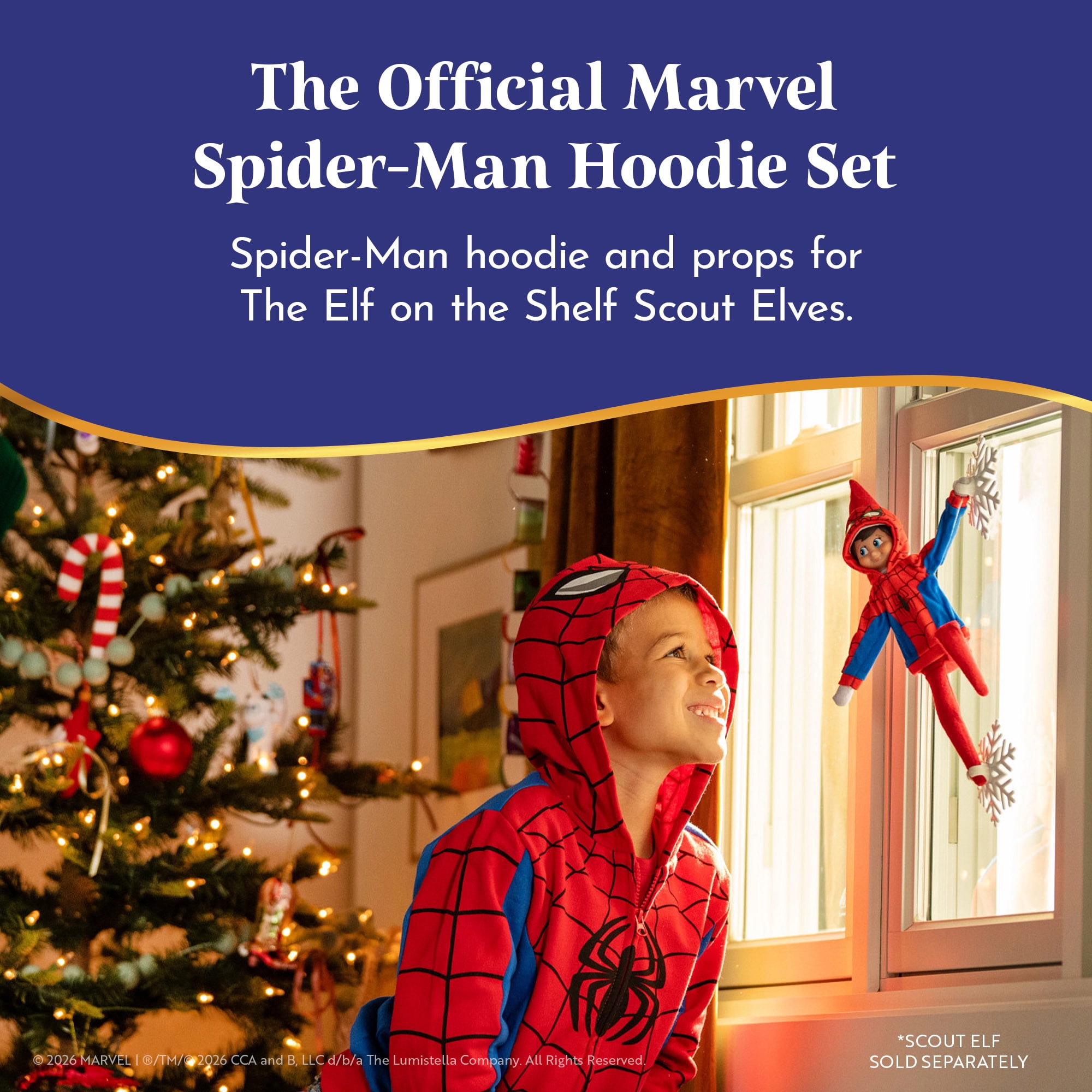 The Elf on the Shelf Marvel Spider-Man Web Hero Elf Hoodie and Prop Set - Scout Elf Not Included