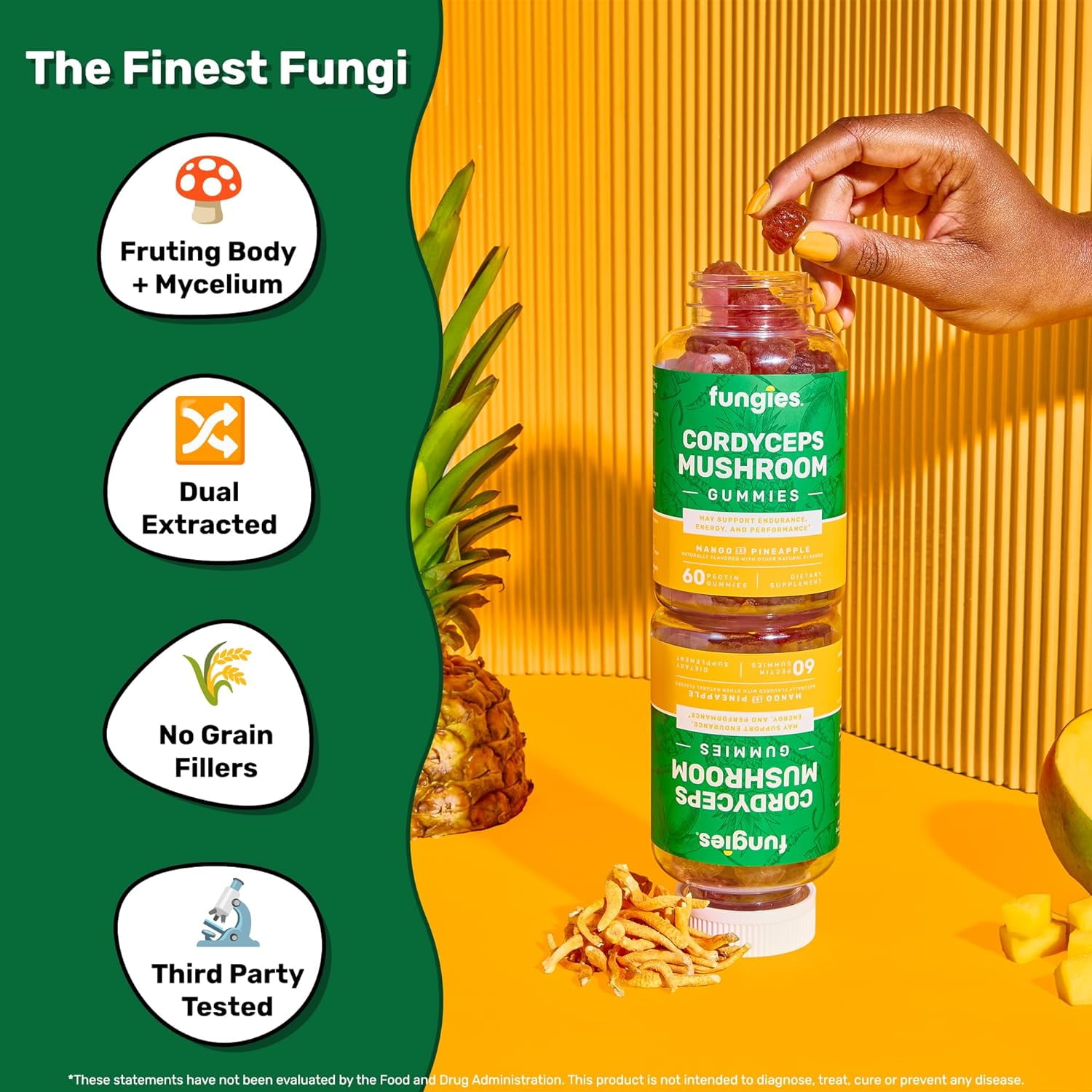 Fungies Cordyceps Mushroom Gummies, Supports Energy, Endurance, Performance, Supplement, 30 Count