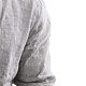 thumbnail image 4 of Camisa con cuello en V para hombre, de algodón y lino, informal, holgada, con cuello levantado Pompotops oipoqjl8412, 4 of 6