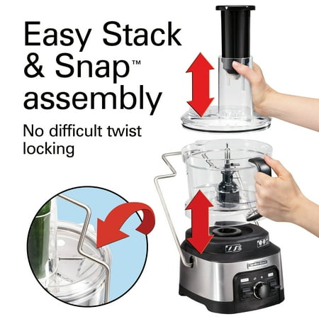 Hamilton Beach - Professional Spiralizing Stack & Snap 12-Cup Food Processor - Black
