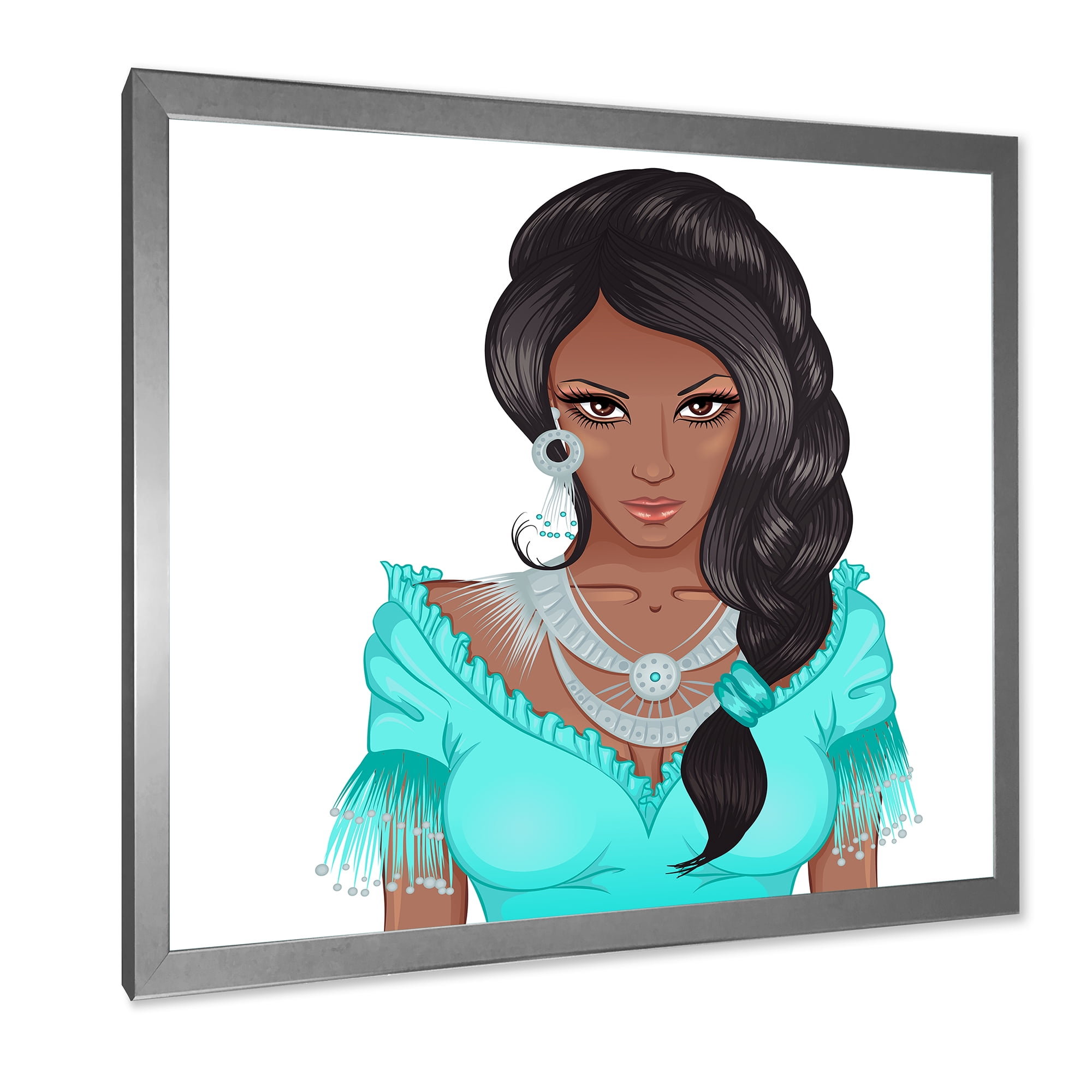 Designart 'Portrait Of Afro American Woman XVI' Modern Framed Art Print