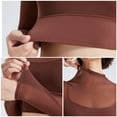 thumbnail image 4 of Sevpuikl Women's Long Sleeves Sheer Mesh Mock Neck with Built-in Bra Crop Top Slim Fit Solid Color Yoga Fitness(Pink,S), 4 of 5