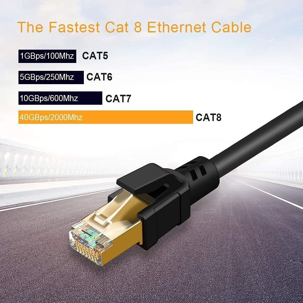 Router CableCreation Cat 8 Ethernet Cable Xbox Network Patch Cable 40 Gigabit 2000MHz SFTP Internet LAN RJ45 High Speed Cable Cord for Modem 26.6ft PS3 PS4 Black 