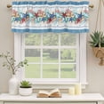 thumbnail image 2 of 2 Pack Summer Marine Valance for Window Life Beach Starfish Shell Coral Blue Stripe Kitchen Valance Rod Pocket Short Curtain Topper Decorative Window Treatment for Living Room Bedroom 42"x12", 2 of 9