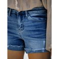 thumbnail image 3 of Mid Rise Ripped Denim Shorts – Frayed Cuffed Hem Casual Jean Shorts with 5 Pockets, 3 of 5