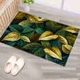 thumbnail image 6 of Emerald Green With Golden Leaf Rugs, Trendy Rug, Floral Rug, Salon Decor Rug, Pattern Rug, Step Rug, Personalized Gifts, 3D Printed Rug, 2.6'x6.5' - 80x200 cm, 6 of 8