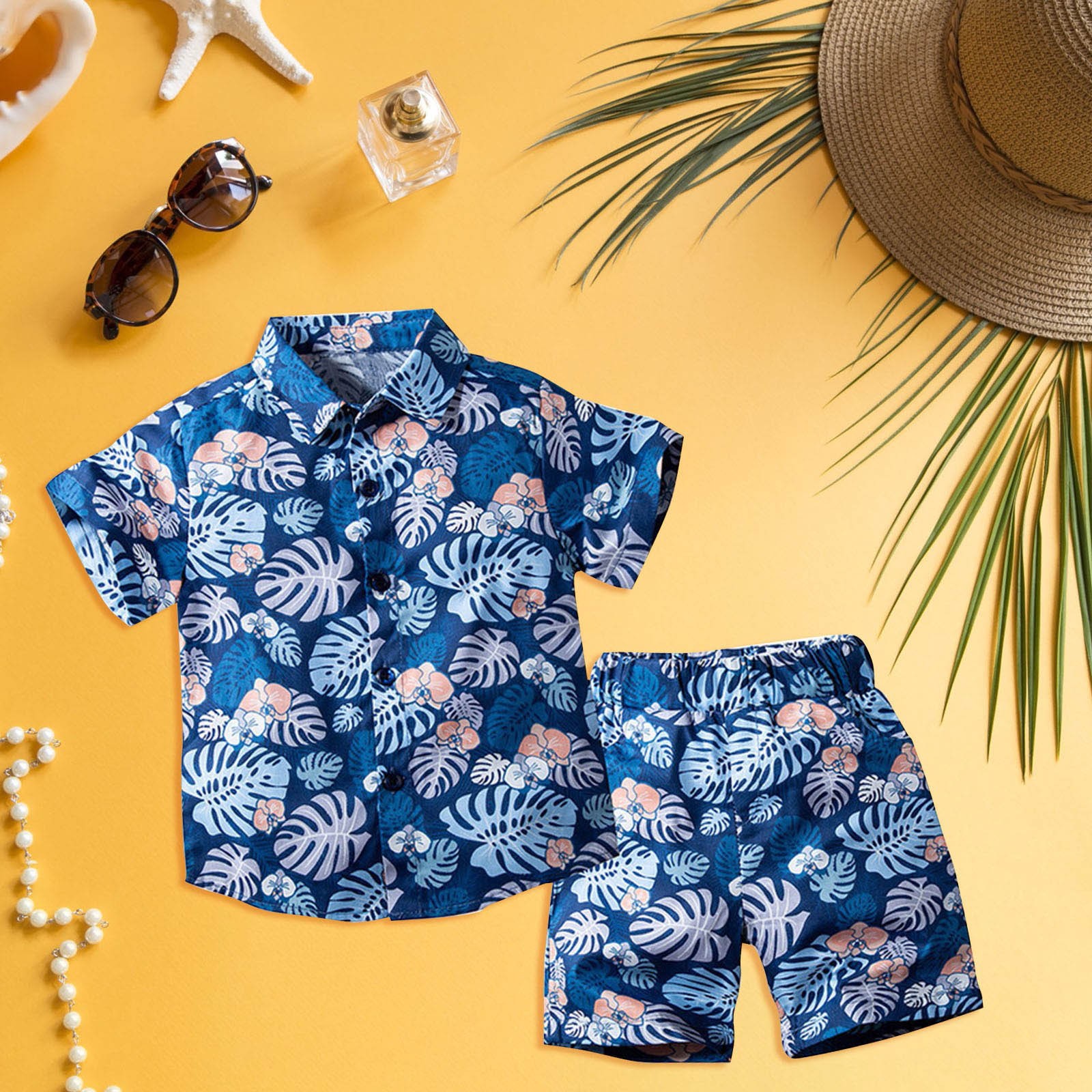 YDOJG Baby Boy Outfits Boys Tropical Print Shirt Beach Pants Children'S ...