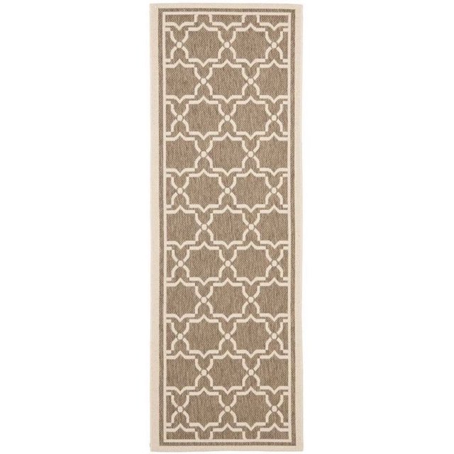 Safavieh Courtyard Brown Indoor Outdoor Rug - Runner 2'4" x 12'