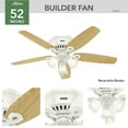 thumbnail image 3 of Hunter 52 inch Indoor Ceiling Fan with LED Lights - White Ceiling Fan with Pull Chain, For Bedroom, Living Room, or Kitchen, Low Profile Mount, No Remote, 5 Blades - Builder 53326, Snow White, 3 of 14