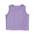 thumbnail image 5 of ZHOGXU Kids Girls Tank Top Sleeveless Round Neck Solid Color Ribbed Yoga Athletic Workout Cropped Tee For Sports Fitness,Purple,11-12 Years, 5 of 5