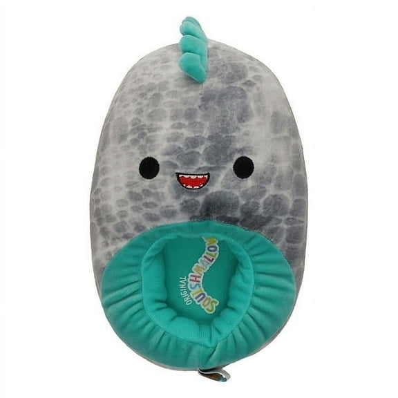Squishmallows Chuey the Dinosaur Plush Step-In Slippers for Kids, Size 4/5, Dino Style