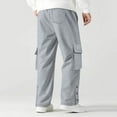 thumbnail image 5 of Havenre Men Wide Leg Sweatpants Drawstring High Waist Baggy Cargo Pants Casual Button Side Slit Running Athletic Jogger Trousers with Pockets Gray XL, 5 of 6