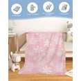 thumbnail image 2 of Christmas Throw Blankets, Pink White Snowflakes Pattern Soft Fleece Blanket Decorative for Home Sofa Couch Chair Living Bedroom,30x40 Inches, Winter, 2 of 7