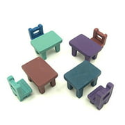 EMiEN 8 Pieces Tables Chairs Miniature Ornament Kits Set for DIY Fairy Garden Dollhouse Decoration  4 Desks4 Chairs