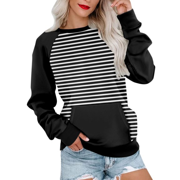 Sweatshirts for Women Loose Fit Womens Long Sleeve Sweatshirt Casual Crewneck Cute Pullover Tops Printing Lightweight Sweatshirt With Pocket