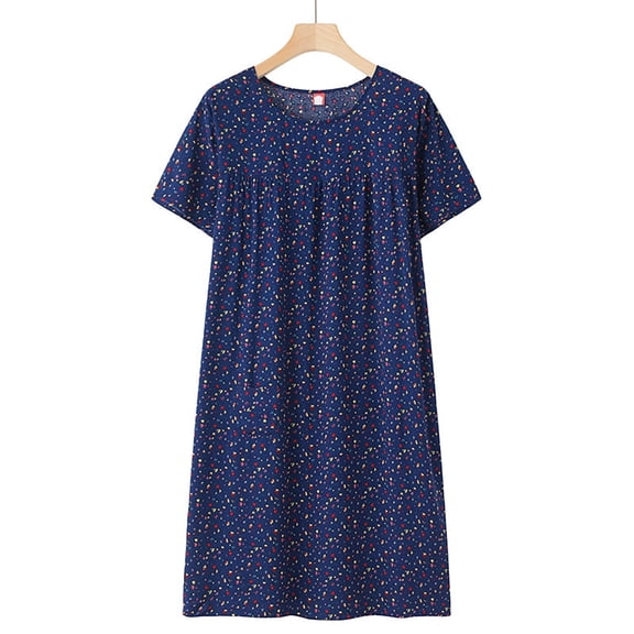 Clearance Sale! Summer Cotton Silk Short Sleeved Sleep Dress for Middle Women New Loose Fitting Home Wear Elderly Sleepwear Plus Size Dress