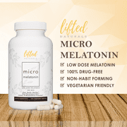 Lifted Naturals, Micro Melatonin, Low-Dose 100mcg, Natural Sleep Supplement, Family Size