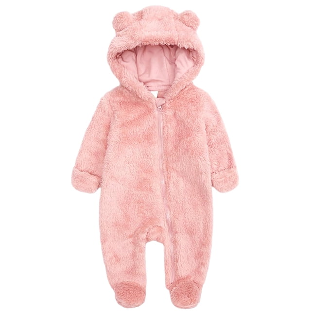 Mono CHAOJIESI con forro polar para bebé, manga larga, 6-9 m, rosa