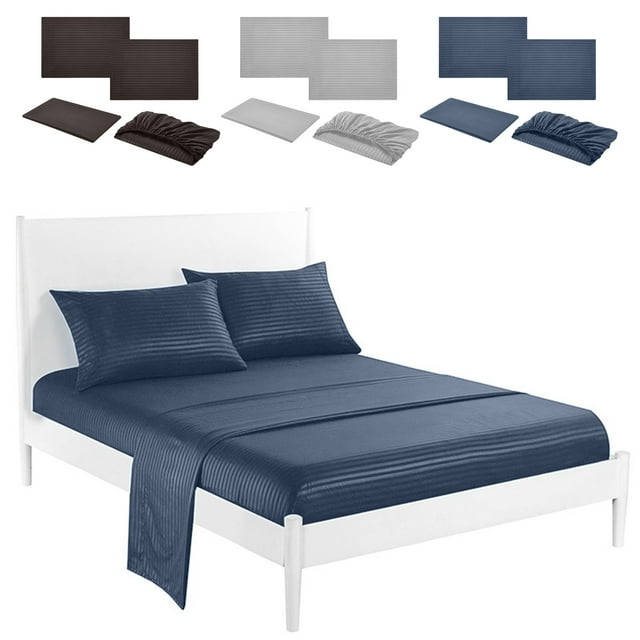 YYV Gifts 4-Piece Fitted Sheet Set Imitation Satin Solid Color Deep Pocket Fitted Sheet Soft Smooth Breathable Wrinkle-Resistant Home Bedding Easy Care Machine Washable, Bed Sheets