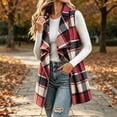 thumbnail image 6 of Women's Plaid Lapel Vest Casual Sleeveless Open Front Oversized Large Lapel Loose Fit Vest, 6 of 7