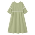 thumbnail image 4 of Ygbgbb Women V‑Neck Hollow Lace Trim Maxi Dress, Three‑Quarter Sleeve Empire‑Waist Loose Flowy Dress for Summer Beach and Resort‑Style Outfits Green XXXL, 4 of 7