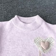 thumbnail image 6 of AHTJRT Girls Crewneck Sweaters Love Heart and Bowknot Printed Tops Fashion Lightweight Comfy Soft Long Sleeve Warm Tops Purple 3-4 Years, 6 of 6