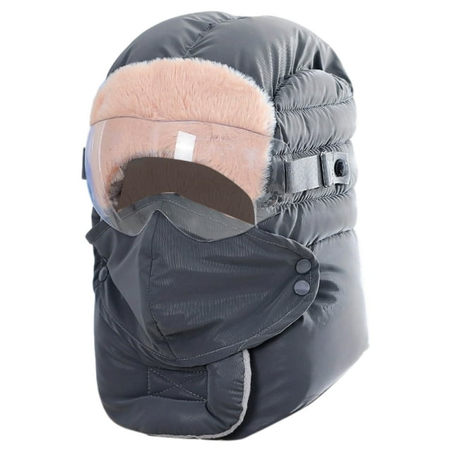 2 In One Windproof Full Cover Outdoor Riding With Glasses Winter Windproof Glasses Thermal Thick Hat Windproof Full Cover With Glasses Winter Thermal Thick Ski Cap Camping Hiking Womens Ponytail Hat