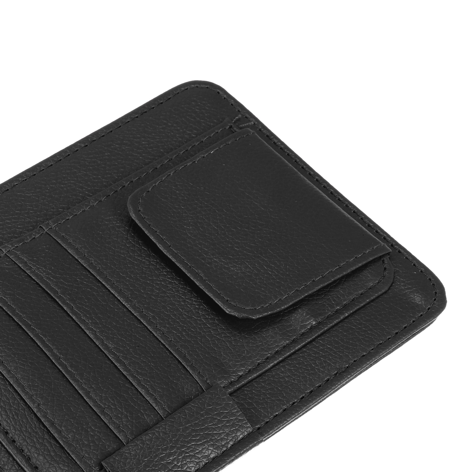 Unique Bargains PU Leather Car Sun Visor Organizer Glasses Holder and Card Holder Black