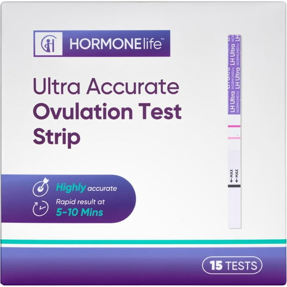 HORMONElife Semi-Quantitative Ovulation Test Strips, LH Fertility Tracking Kit with Color Reference, 15 Count