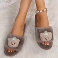 thumbnail image 5 of CHUMUD Women's Open-Toe House Slippers - Bear Print Furry Slides with Durable Sole, Cozy & Cute Indoor Fall Shoes, 5 of 9