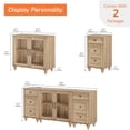 thumbnail image 2 of Kitchen Buffet Sideboard Cabinet with 2 Glass Doors, Mid-Century Cupboard & End Table with Charging Station, 3-in-1 Console Table Entertainment Center for Living Room and Dining Room, Oak, 2 of 6