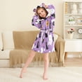 thumbnail image 3 of FORMRS Kids Bathrobe Unisex Hooded Robe Toddler Pajamas Sleepwear, Size 7-9T, Purple Halloween Pattern, 3 of 7
