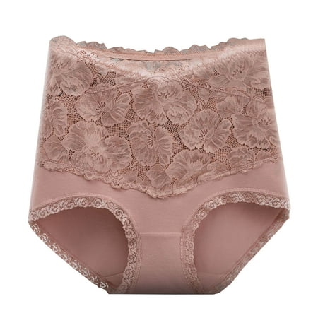 Value Deal: Women Panty  Bragas de Ropa Interior para Dama  Women s Solid Color Lace Flower High Waist High Elasticity Large Size The Abdomen Lift Buttocks Briefs SOPATENOR Pink 2XL
