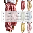 thumbnail image 3 of LUVDA Gingham Wide-Leg Pants for Women Elastic High Waist with Pockets Lightweight Flowy Trousers for Casual & Boho Style, 3 of 6
