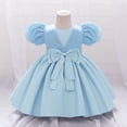thumbnail image 2 of CAIXIA Girls Summer Dresses Size 8Elegant Satin Bow Dress For Baby Girls Christening Birthday Party Gown,Sky Blue,18-24 Months, 2 of 4