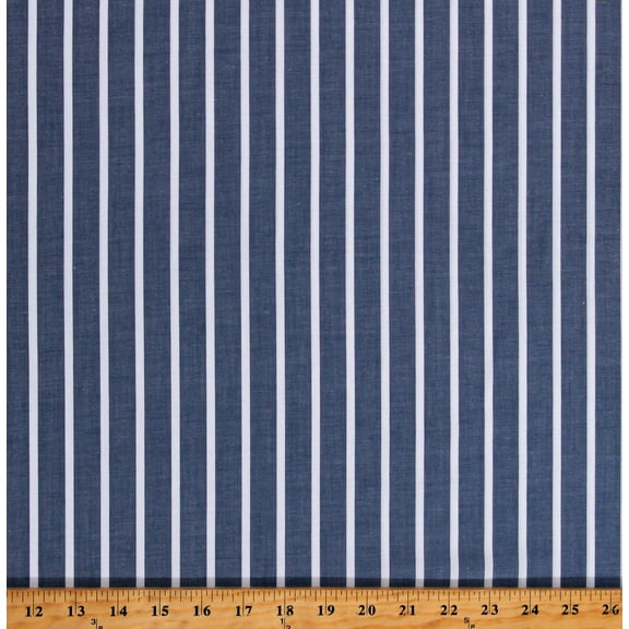 Chambray Shirting Denim Stripe 58" Wide Soft Lightweight Woven Polyester Cotton Blend Fabric by the Yard (2875R-4F)