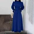 thumbnail image 5 of Ygbgbb Women's High-end Satin Long Sleeved Loose Fitting Dress Elegant Temperament Women's Evening Dress (Blue,M), 5 of 8